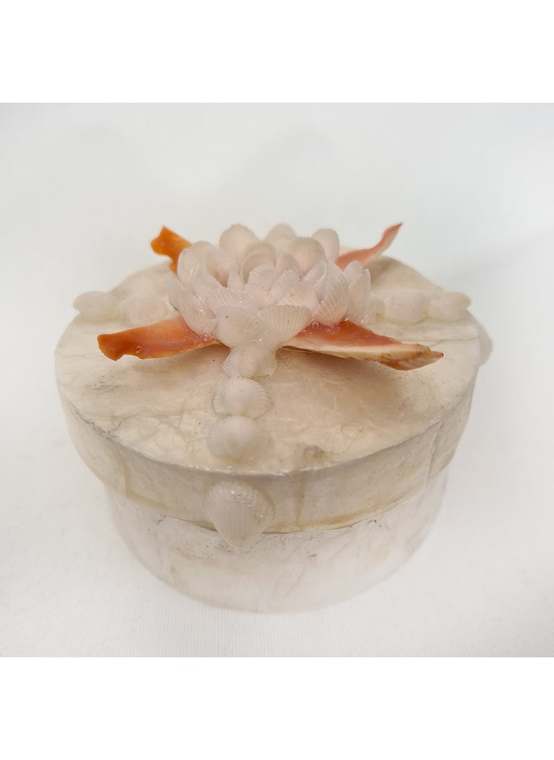 evinizdeki okyanus esintisi turkuaz hediyelik Ocean breeze turquoise gift for your home Medium Mother of Pearl Round-Red Lips Box  - Image 1