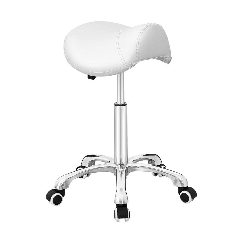 Antlu Antlu Saddle Stool Rolling Chair for Office Massage Salon Technician Kitchen Spa DraftingAdjustable Hydraulic with Wheels Without Backrest White 