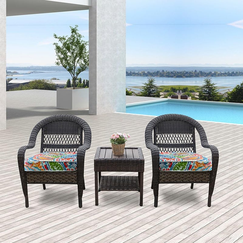 JMGBird Outdoor Chair Cushions Set of 4 - Waterproof Patio Seat Cushions 19x19 Inch with Ties, Paisley Pattern High Density Foam Square Cushions for Garden Furniture - Image 2