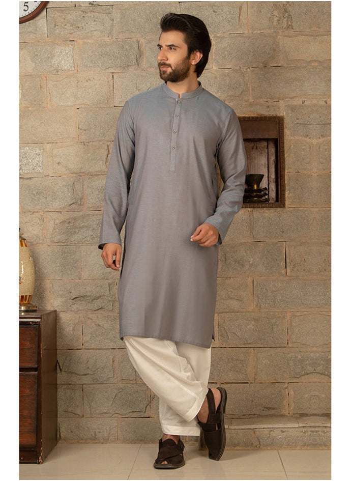 MTJ - Molana Tariq Jamil (MTJ) Men Kurta Plain Blue - Image 1
