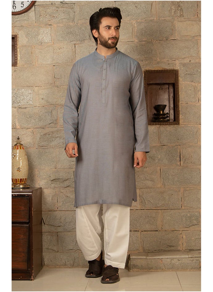 MTJ - Molana Tariq Jamil (MTJ) Men Kurta Plain Blue - Image 1