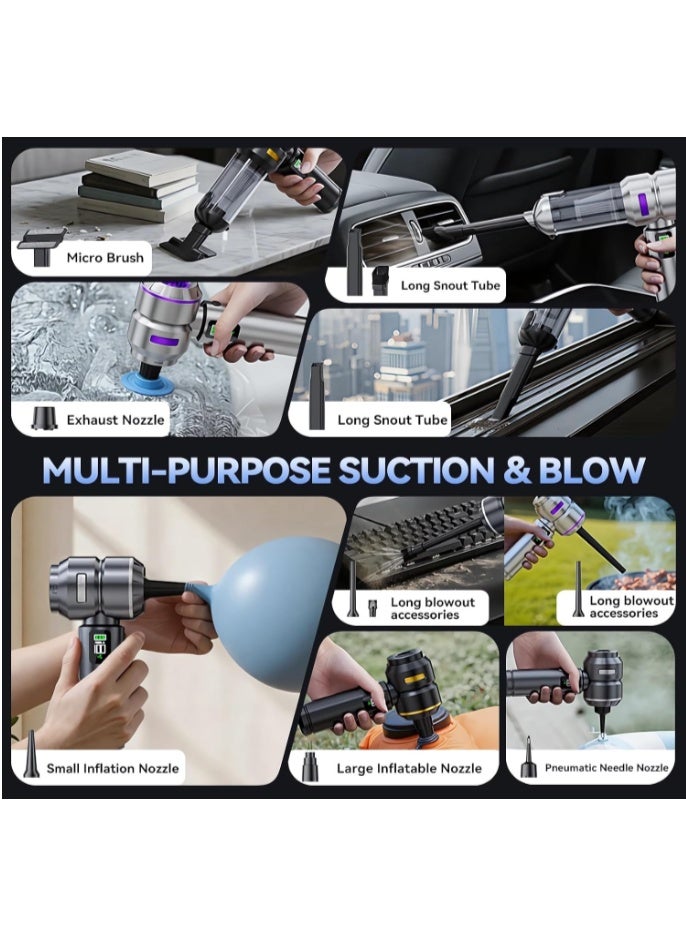 GOGOGO Car Vacuum Cleaner High Power 20000Pa – Cordless Handheld Mini Vacuum & Air Duster for Car & Desk, Home, Office & Camping, Ideal Gift for Men & Women, 6000mAh Battery (Fast Charging Edition) - Image 2