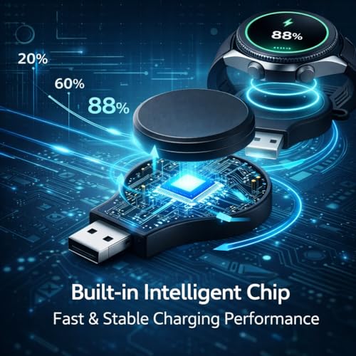 Mizi Portable Samsung Galaxy Watch 7/6/5/4/3 Charger USB Travel Cordless Wireless Charger Keychain for Samsung Galaxy 4 Classic Watch 3 Active Active 2 Gear S3 - Black - Image 4
