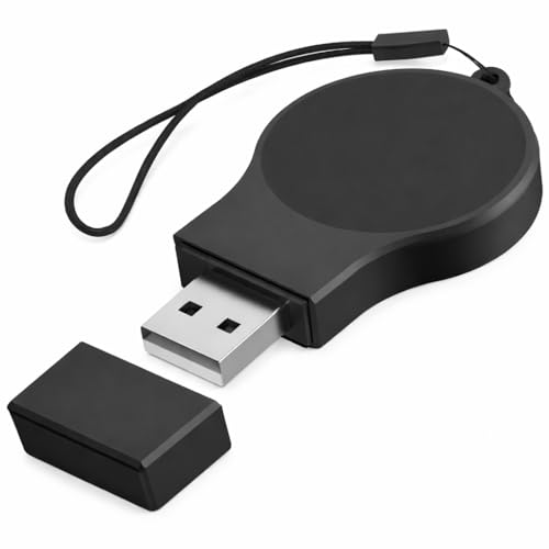 Mizi Portable Samsung Galaxy Watch 7/6/5/4/3 Charger USB Travel Cordless Wireless Charger Keychain for Samsung Galaxy 4 Classic Watch 3 Active Active 2 Gear S3 - Black - Image 1
