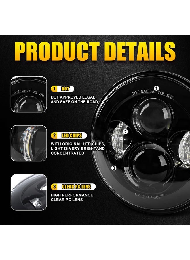 LX-LIGHT Dot Approved 7Inch Black LED Daymaker Headlight for Harley Davidson Motorcycle Tour,FLD,Softail Heritage,Street Glide,Road King,Electra Glide,Yamaha V-Star Road Star Jeep Wrangler - Image 4