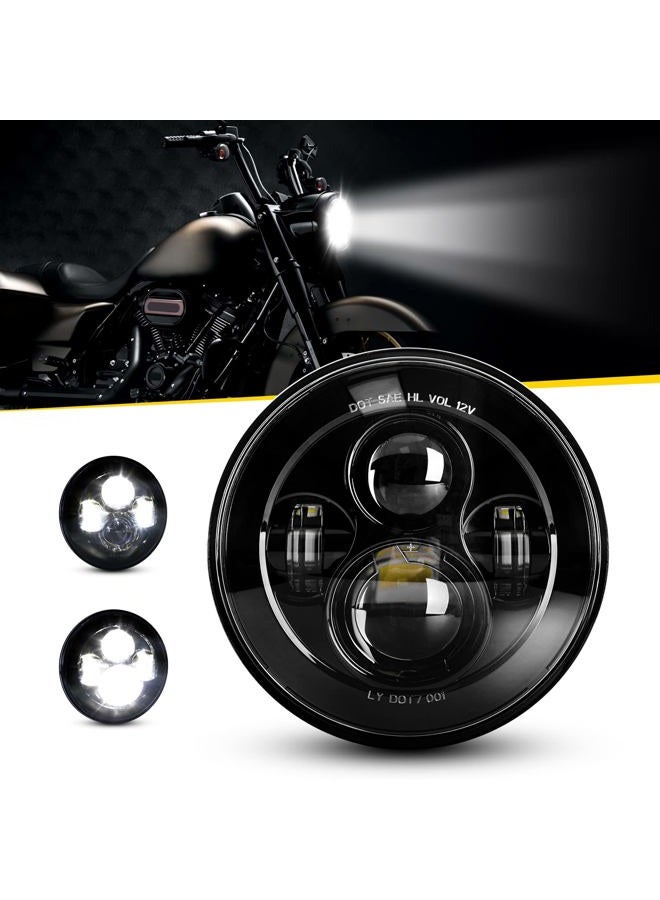LX-LIGHT Dot Approved 7Inch Black LED Daymaker Headlight for Harley Davidson Motorcycle Tour,FLD,Softail Heritage,Street Glide,Road King,Electra Glide,Yamaha V-Star Road Star Jeep Wrangler - Image 2