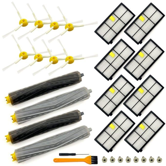 Tivcroxs 18 Pack Replacement Parts Compatible with iRobot Roomba 800 900 Series 805 850 860 861 864 866 870 871 880 890 891 960 980 981 985 961 Vacuum Accessories,2 Set Roller Brushes,8 Filters,8 Side Brushes - Image 1
