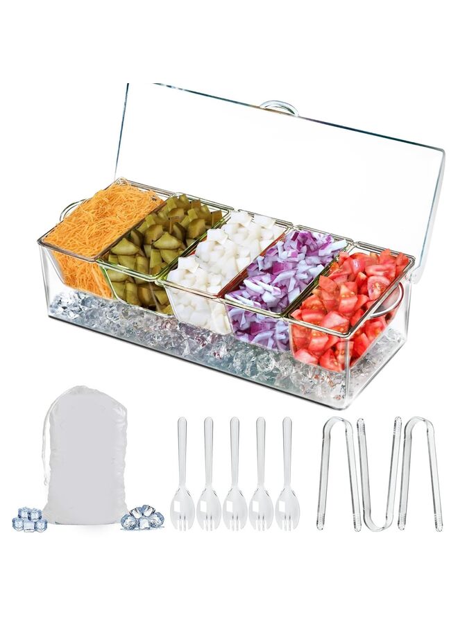 LAMAY 1 SET of Condiment Server, Tray, ice Party Serving bar, Chilled Caddy, bar Garnish Holder on ice, Dispenser, Salad Platter, Compartment Tray with lid (Size : B) - Image 1
