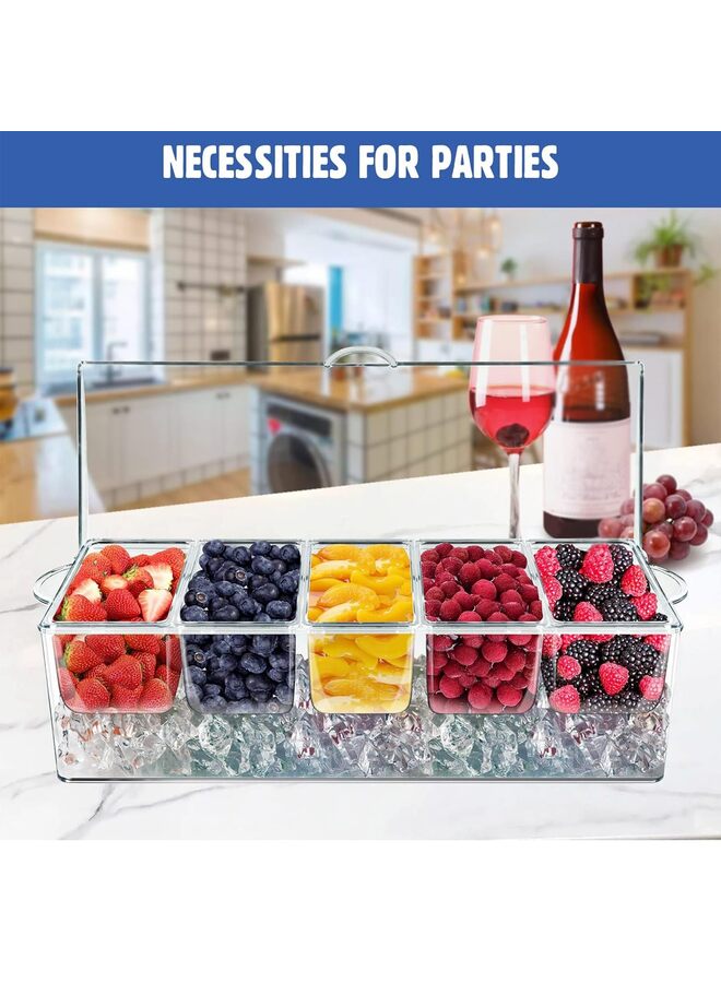 LAMAY 1 SET of Condiment Server, Tray, ice Party Serving bar, Chilled Caddy, bar Garnish Holder on ice, Dispenser, Salad Platter, Compartment Tray with lid (Size : B) - Image 3