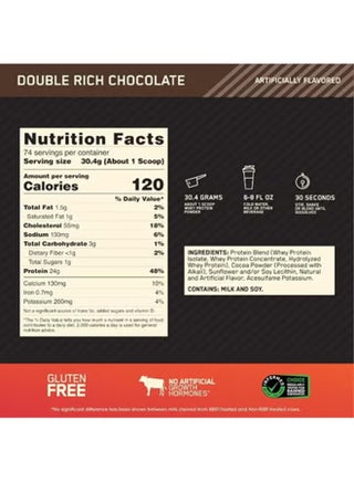 Optimum Nutrition Gold Standard 100% Whey Protein Powder Primary Source Isolate, 24 Grams of Protein for Muscle Support and Recovery - Double Rich Chocolate, 5 Lbs, 74 Servings (2.27 KG) - view 4