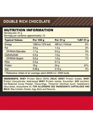 Optimum Nutrition Gold Standard 100% Whey Protein Powder Primary Source Isolate, 24 Grams of Protein for Muscle Support and Recovery - Double Rich Chocolate, 5 Lbs, 74 Servings (2.27 KG) - view 2