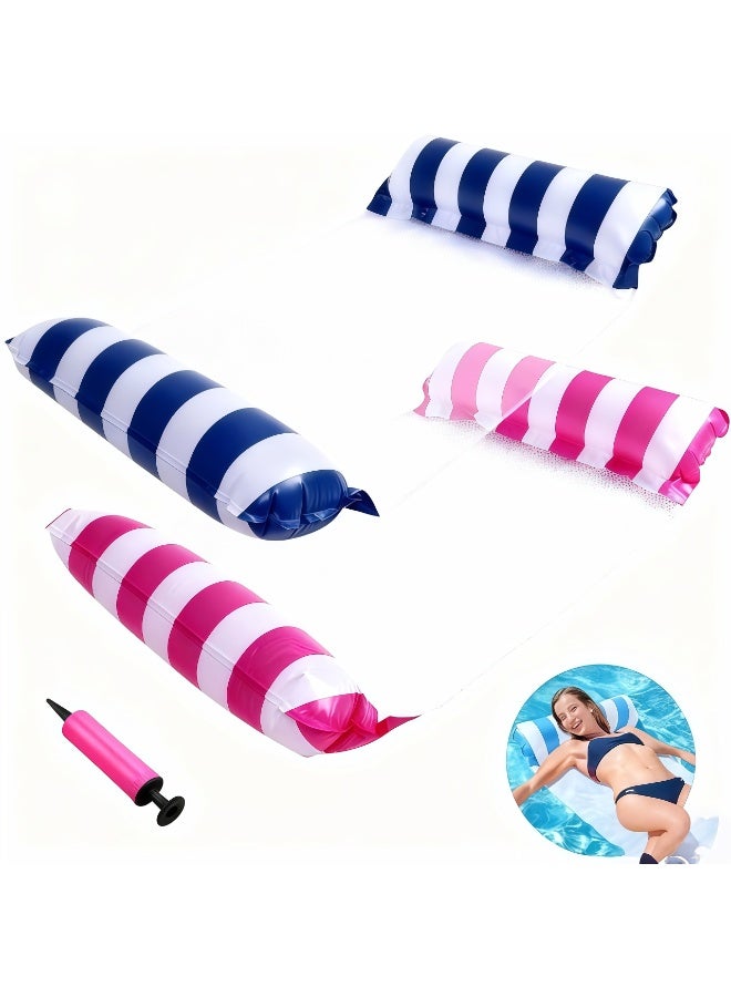 CHIYLE 3 Pack 2 Inflatable Hammock Pool Floats with 1 Air Pump . 4-in-1 Design Conversion. Adult Size Pool Floaties Toys, Multi-Purpose Floats for Swimming Pool, Saddle, Lounge Chair, Hammock, Drifter. - Image 1