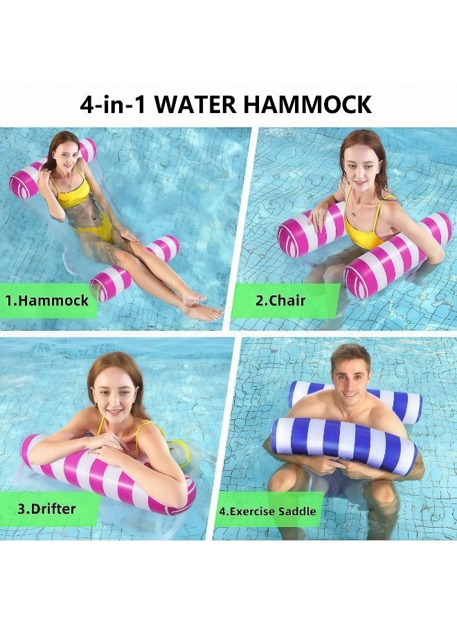 CHIYLE 3 Pack 2 Inflatable Hammock Pool Floats with 1 Air Pump . 4-in-1 Design Conversion. Adult Size Pool Floaties Toys, Multi-Purpose Floats for Swimming Pool, Saddle, Lounge Chair, Hammock, Drifter. - Image 5