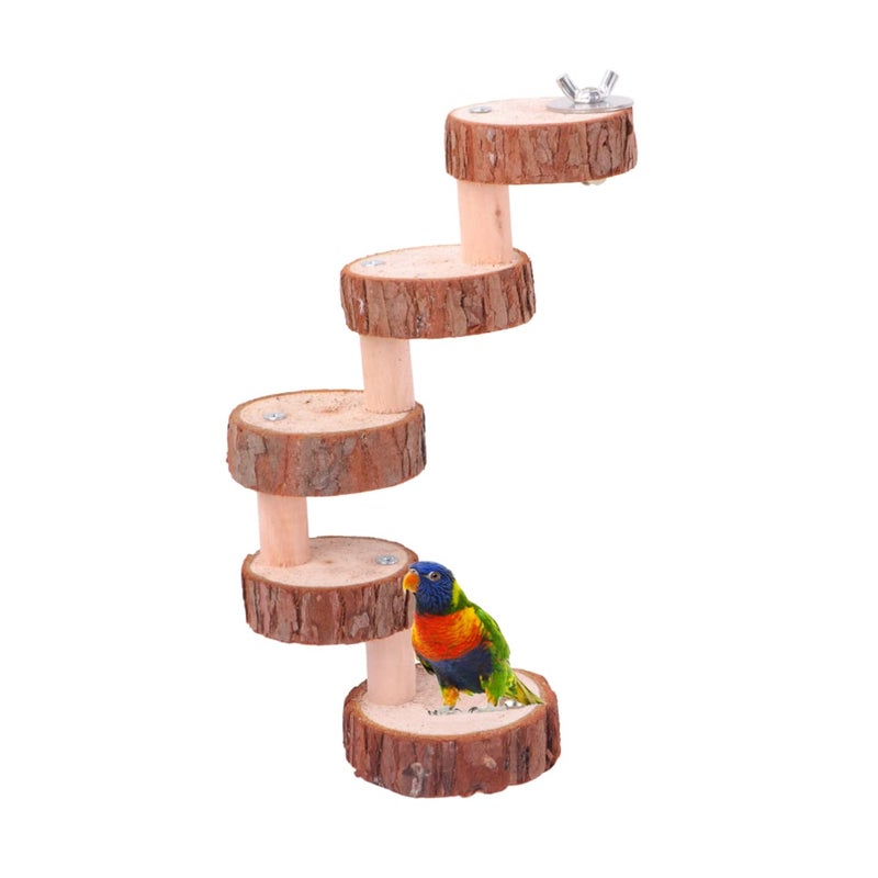 Wooden Springboard Ladder With 5 Stairs Small Animal Platform Hamster Bird Toy Stand - Image 2
