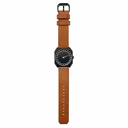 SLOW Jo 19 - Brown Vintage Leather Black Case Black Dial Unisex Quartz Watch with Black Dial Analogue Display and Brown Leather Strap, Black/Brown, Strap - Image 5