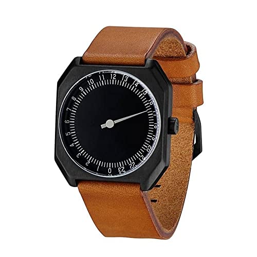 SLOW Jo 19 - Brown Vintage Leather Black Case Black Dial Unisex Quartz Watch with Black Dial Analogue Display and Brown Leather Strap, Black/Brown, Strap - Image 3