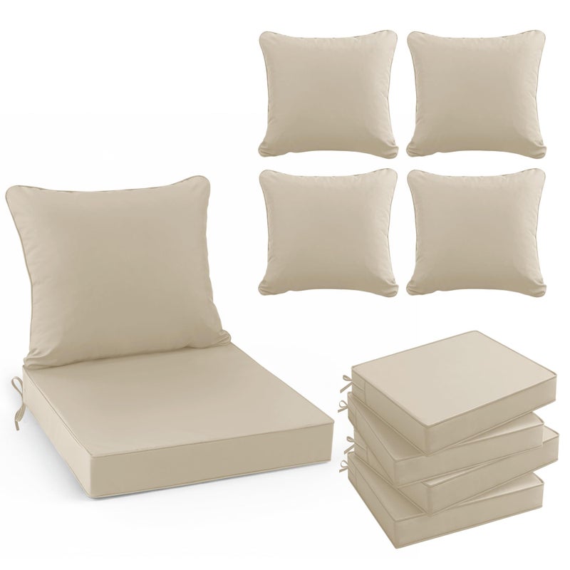 Summsun Outdoor Chair Cushion Weather Resistant, Backrest and Seat Cushion Set for Patio Furniture with Waterproof Removable Cover, 19 x 19 Inch, Cream, Set of 4 - Image 1
