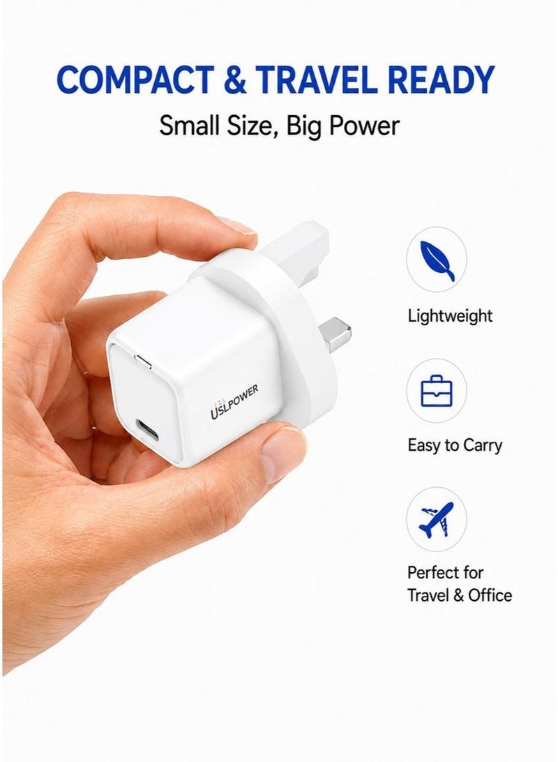 USLPOWER Power Adaptor 33W GaN Fast Charger USB-C PD Wall Charger, Type-C Fast  Charging Adapter for IPHONE 17/16/15 Samsung Galaxy, Xiaomi, ipad Android Phone - Image 2