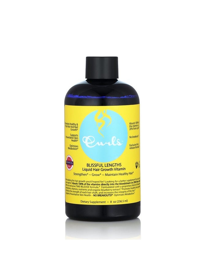Curls Blueberry Bliss Blissful Lengths Liquid Hair Growth Vitamin Grow Strengthen And Maintain Healthy Hair Nails & Skin Wavy Curly And Coily Hair8Oz  - Image 2