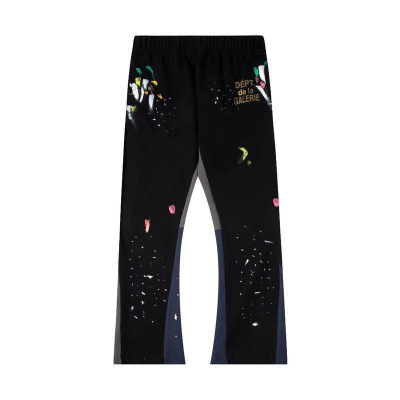 G D Classic Letter Splash-Ink Graffiti Print Patchwork Versatile Sweatpants Unisex Casual Long Pants Direct Shipping - Image 1