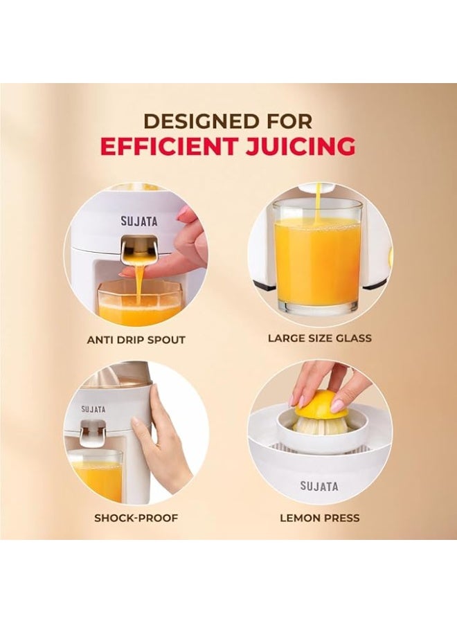 Sujata Citromatic Juicer|40 Watts|110 RPM|Direct Flow for Unlimited Capacity|Citrus Juicer| (White) - Image 1