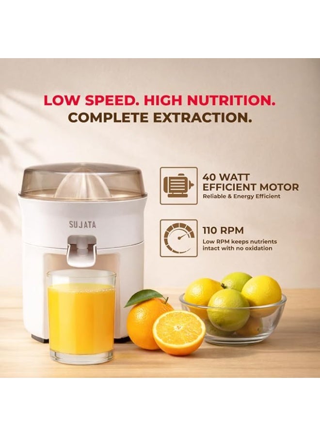 Sujata Citromatic Juicer|40 Watts|110 RPM|Direct Flow for Unlimited Capacity|Citrus Juicer| (White) - Image 3