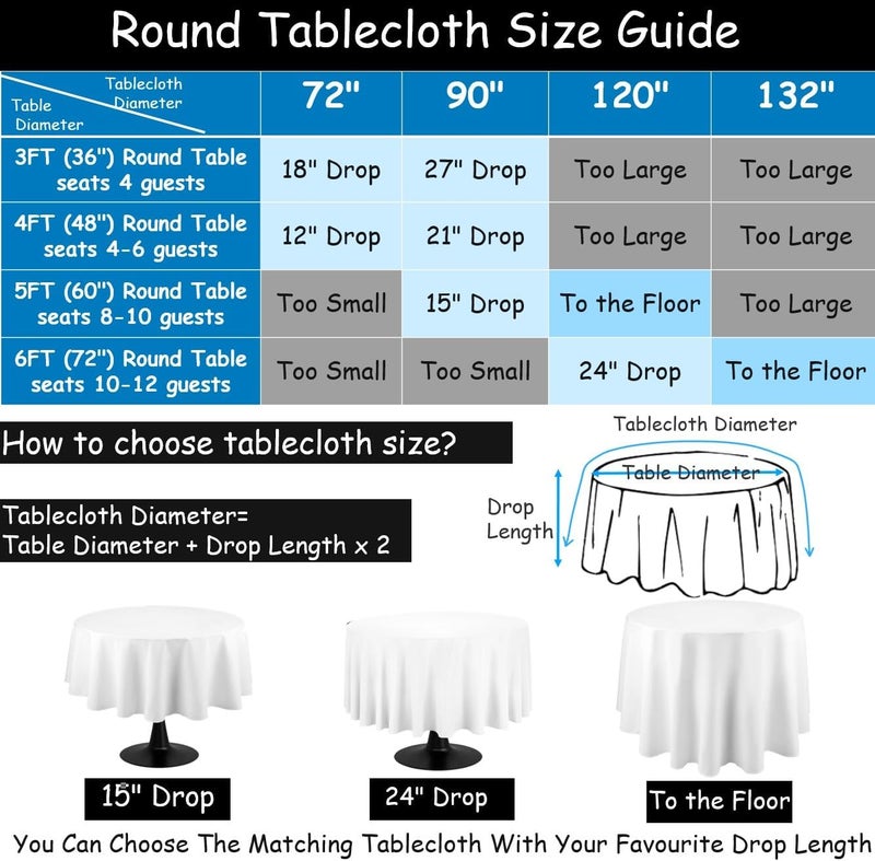 Urby Round Tablecloth for 1.5–1.8 m Round Folding Table with 6 Chairs, 304.8 cm, Burgundy, Ideal for Party, Wedding, Banquet and Events - Image 5