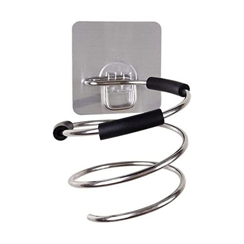 KPNG Adhesive Wall Mount Hair Dryer Holder Rack Blower Organizer Shelf Stainless Steel Stand Storage for Bathroom Barber Hairdryer Holder (Pack Of-1, Silver) - Image 1
