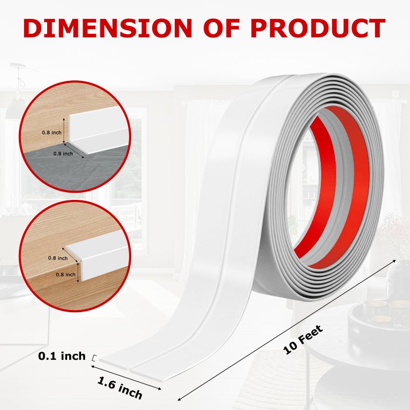 LSGCQ Flexible Wall Corner Protector Moulding Trim Peel and Stick Wall Corner Guards Edge Protector Self Adhesive Molding Trim Strip for Edge Ceiling (White, 1.6 in x 10 Ft) - Image 4