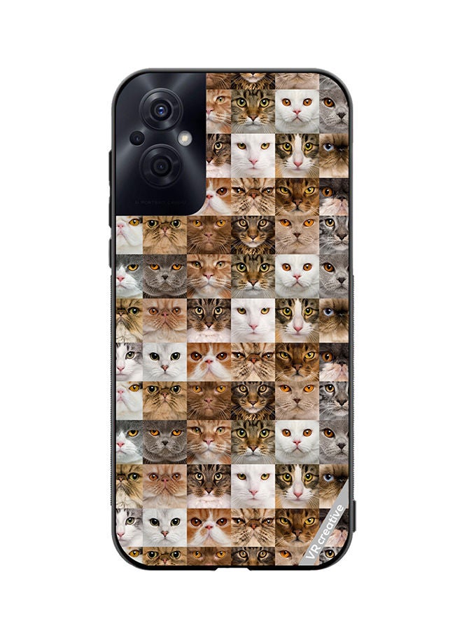 VR CREATIVE Protective Case Cover For Oppo Reno8 Z Cat Faces Design Multicolour - Image 1