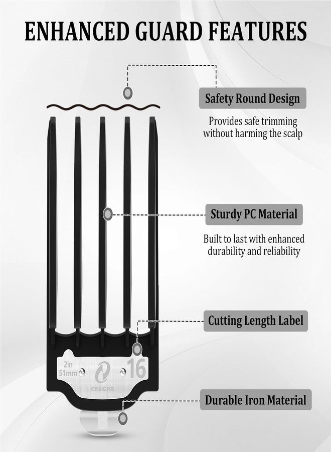 CR8GR8 Clipper Guards Set with Metal Clip, Hair Clipper Attachment for Wahl Clippers, 3 Cutting Lengths 1.25 Inch, 1.5 Inch, 2 Inch, Extra Long 10 12 16 Guard, Black - Image 5