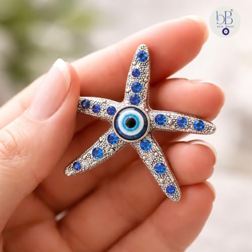 BLUE BEADS Home & Decor Magnets Multi Design Turkish Round Evil Eye Fridge Magnet Refrigerator Sticker Good Luck & Protection Unique Items Home and Office Decorative Car Accessories (Star Design) - Image 5
