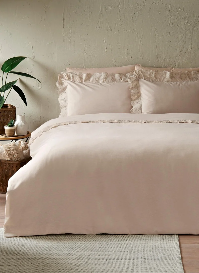 Matalan Natural Lace Frill Duvet Set