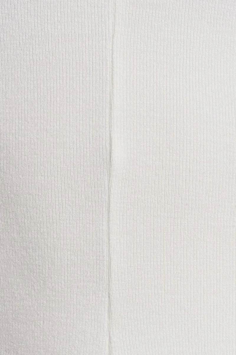 Dilvin White DILVIN Fitted Textured Knit Peplum Blouse for Women | Best Price UAE