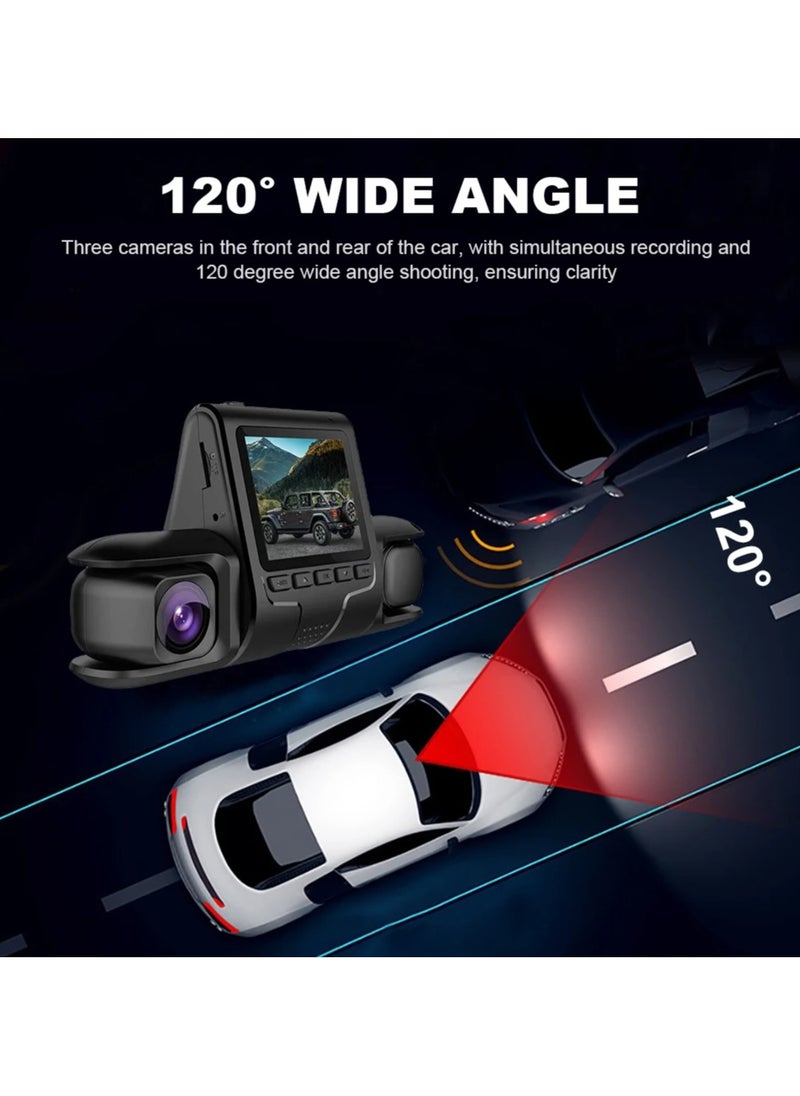 3 Lens Car DVR Dash Cam Dual Lens 3 Channel HD 1080P Video Recorder 24H Parking Monitoring