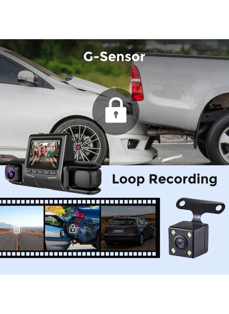 3 Lens Car DVR Dash Cam Dual Lens 3 Channel HD 1080P Video Recorder 24H Parking Monitoring