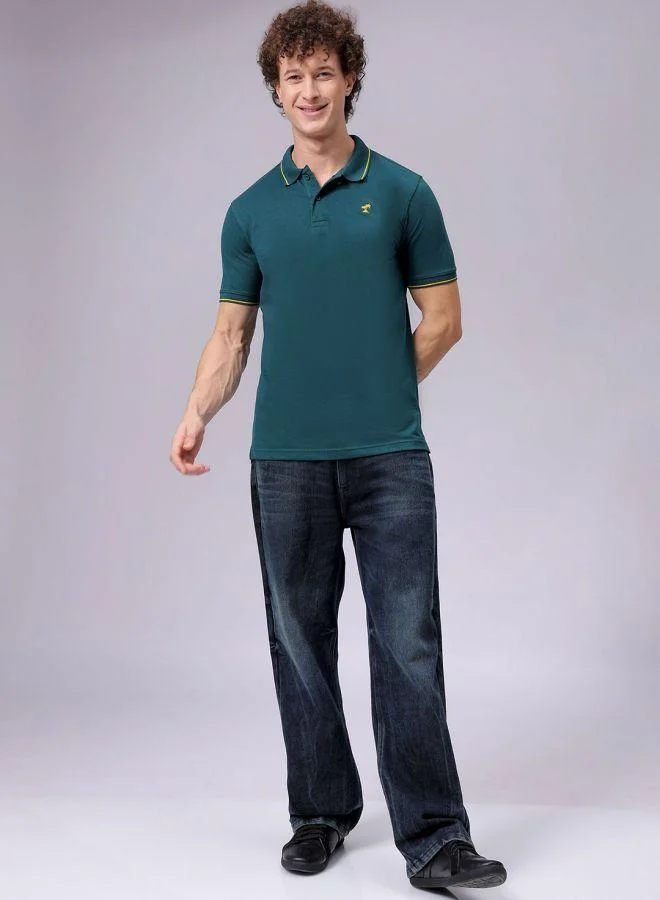 The Indian Garage Co  Men Slim Fit Solid Polo Collar Tshirt for Men | Best Price UAE