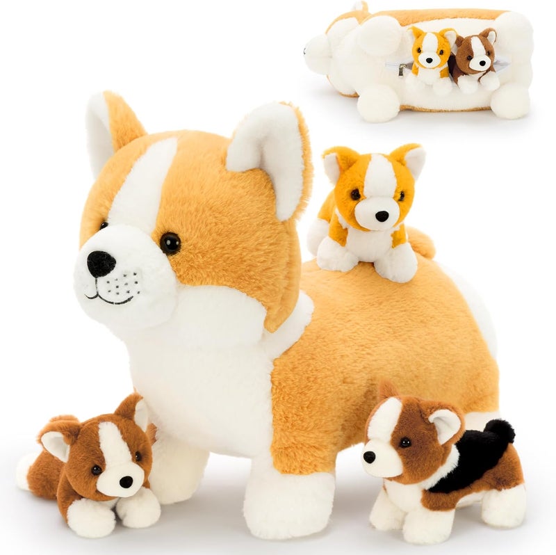 MorisMos Corgi Cuddly Toy with Baby in Belly Birthday Gift Children - Image 1