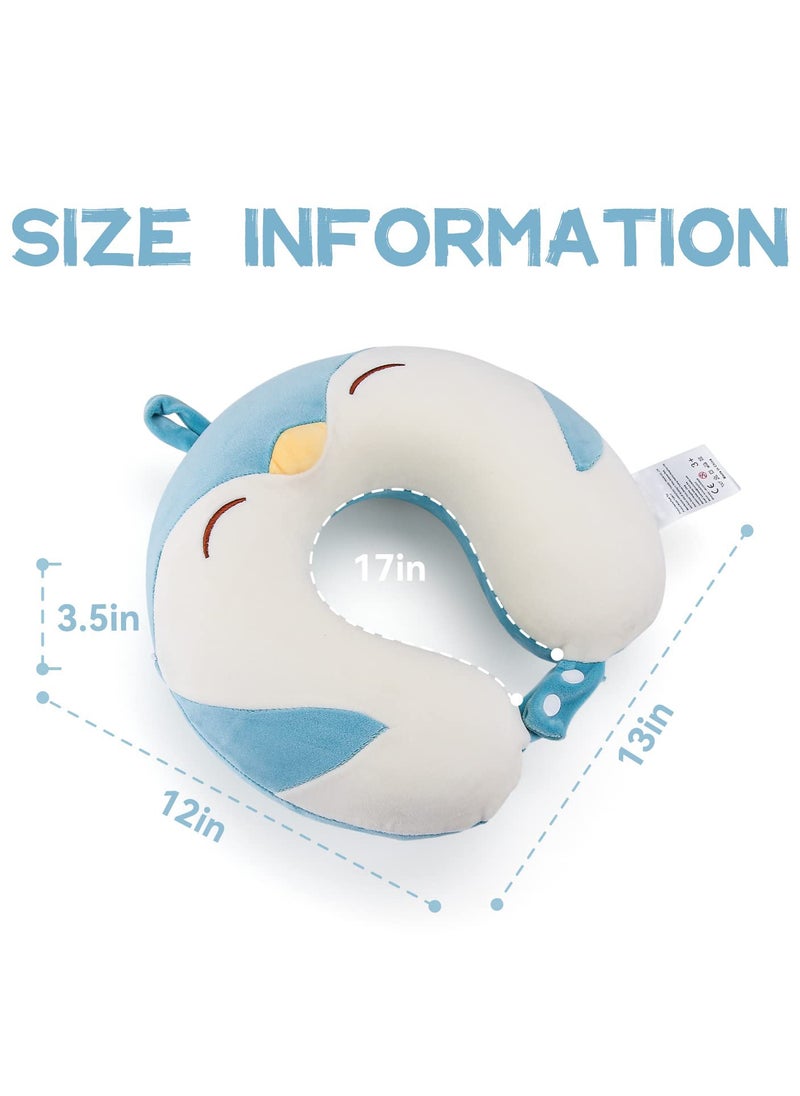 KASTWAVE - Pure Memory Foam Penguin Travel Pillow Kids Neck Pillow for Traveling Accessory for Airplane Travel Road Trip Neck Chin Support Stops Head from Falling Forward Washable - Image 1