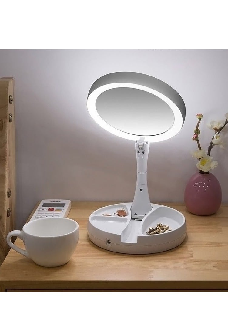 FOLD LED Foldaway Double Sided Mirror Vanity White - Image 1