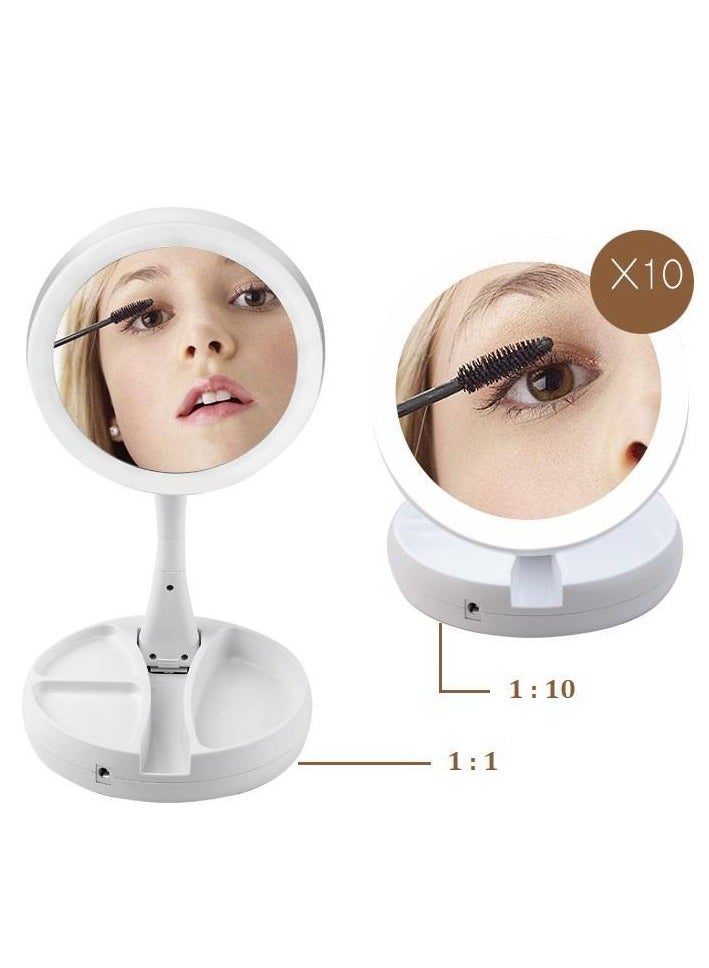 FOLD LED Foldaway Double Sided Mirror Vanity White - Image 3