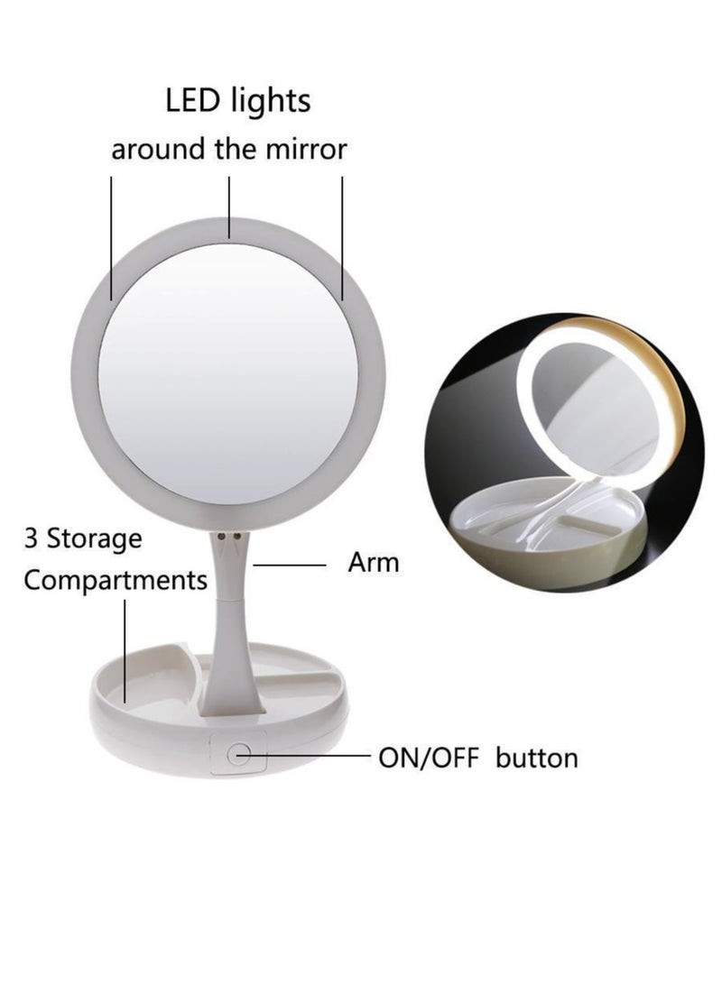 FOLD LED Foldaway Double Sided Mirror Vanity White - Image 5