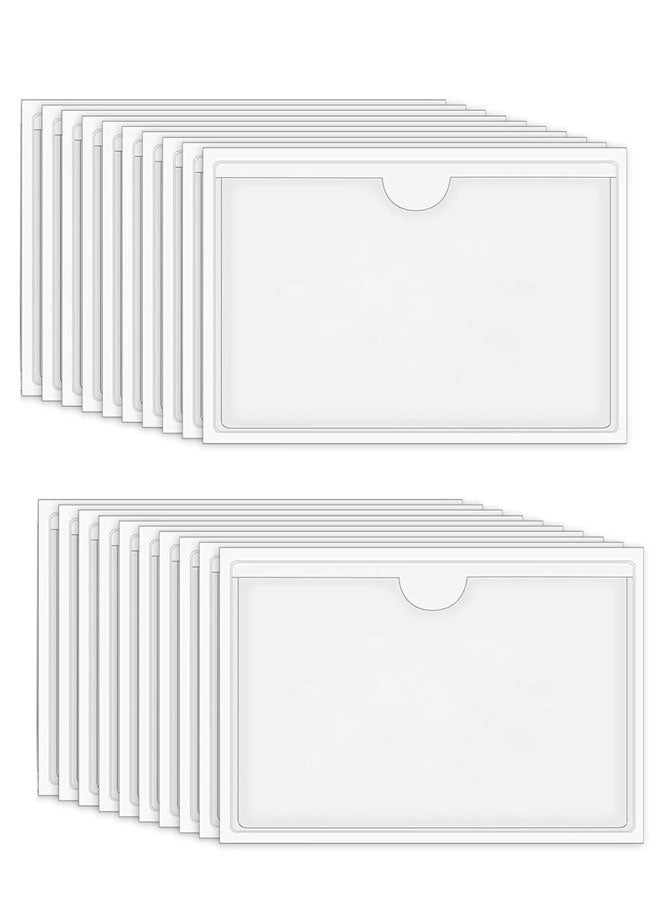 HAWAWA 20 PCS Self Adhesive Index Card Pockets with Top Open, Clear Plastic Label Holder for Cards of Note, Library and Business, Adhesive Label Pockets & Card Holder 3.5" x 5.5" (Index Card not Included) - Image 1