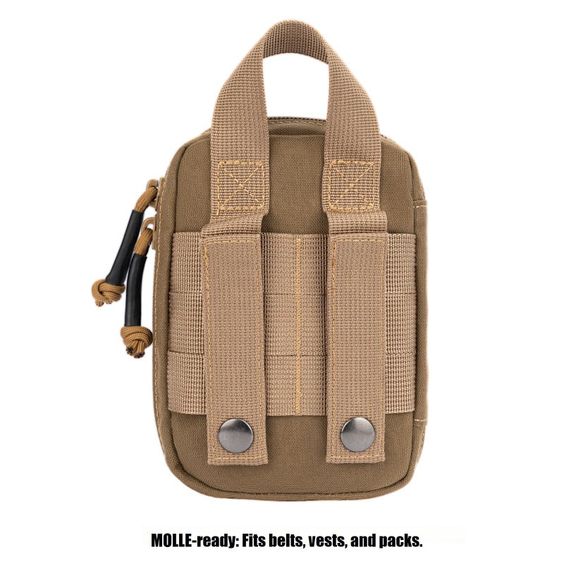 Dotacty Mini Pocket Organizer for Men EDC Gear Storage Pouch Belt/MOLLE-Compatible 6" x 4" x 1.5" Micro Nylon Bag for Multitools Flashlight Knife Pen Field Notebook (Coyote Brown, 6" x 4" x 1.5") - Image 4