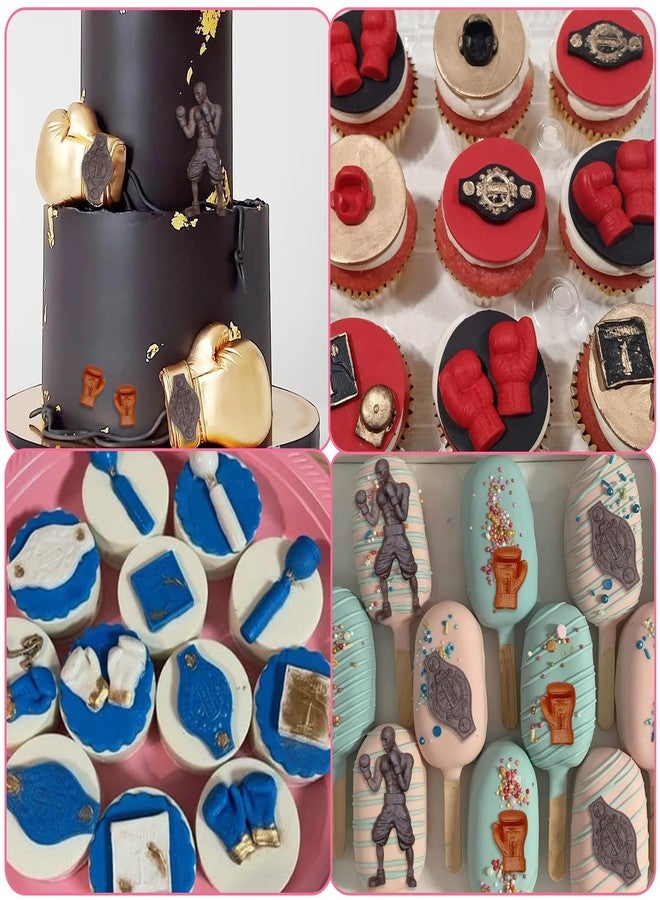 Caregene Boxing Sports Silicone Molds Boxing Glove Boxing Belt Chocolate Molds 3D Trophy Fondant Molds for Cake Decoration Cupcake Topper Chocolate Candy Cookie Dessert Polymer Clay Gum Paste Resin DIY Crafts - Image 4