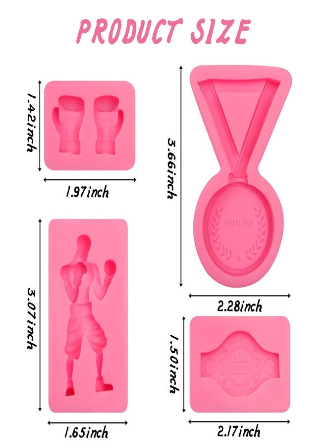 Caregene Boxing Sports Silicone Molds Boxing Glove Boxing Belt Chocolate Molds 3D Trophy Fondant Molds for Cake Decoration Cupcake Topper Chocolate Candy Cookie Dessert Polymer Clay Gum Paste Resin DIY Crafts - Image 2
