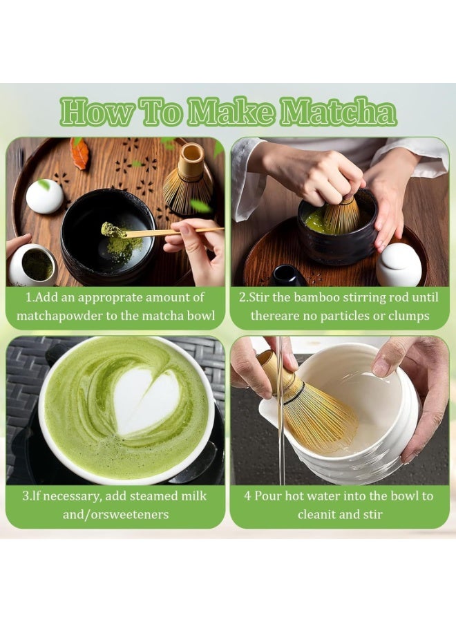 نهر قو مجموعة مكونة من 3 قطع من خفاقة شاي الماتشا، أداة شاي الماتشا التقليدية المصنوعة يدويًا، مجموعة إكسسوارات الحفل، مجموعة ملاعق الخيزران لتحريك الماتشا - Image 3