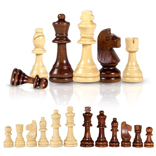 Toyshine Wooden Chess Pieces, Tournament Wood Chessmen Pieces Only, (7 Cm King Figures) Chess Game Pawns Figurine Pieces, Color May Vary (Sstp), Big Kid - Image 1