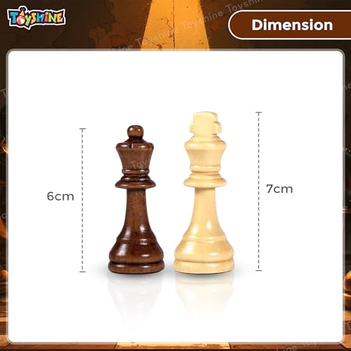 Toyshine Wooden Chess Pieces, Tournament Wood Chessmen Pieces Only, (7 Cm King Figures) Chess Game Pawns Figurine Pieces, Color May Vary (Sstp), Big Kid - Image 5