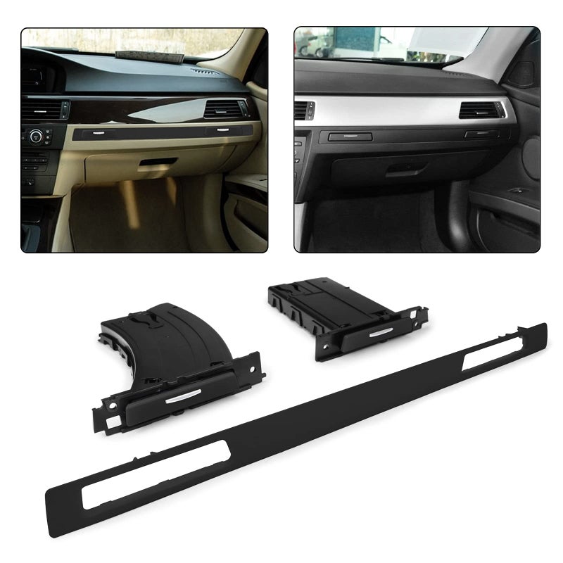 FEXON Cup Holder Divers  Passenger Side Retractable 3Pcs Set Compatible with 20062013 BMW E90 E91 E92 E93 51459173469 51459173463 51457138797 Black